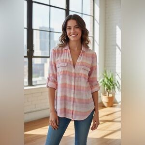 Columbia sportswear PFG women’s size L button-down, long sleeve striped shirt